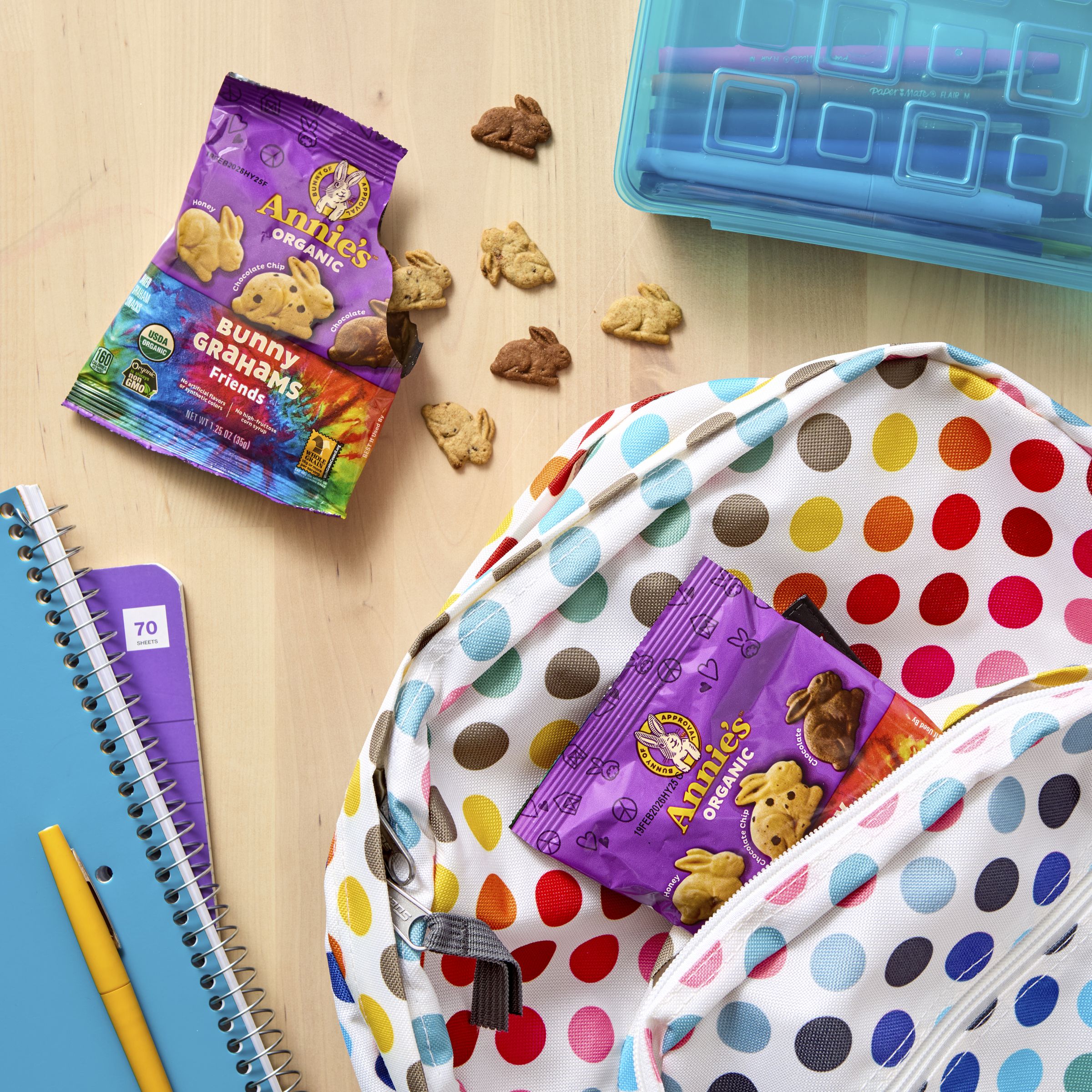  Styled Annies Bunny Grahams Organic Graham Snacks Single Serve Pouch Chocolate Chip Chocolate Honey 100/1.25 OZ