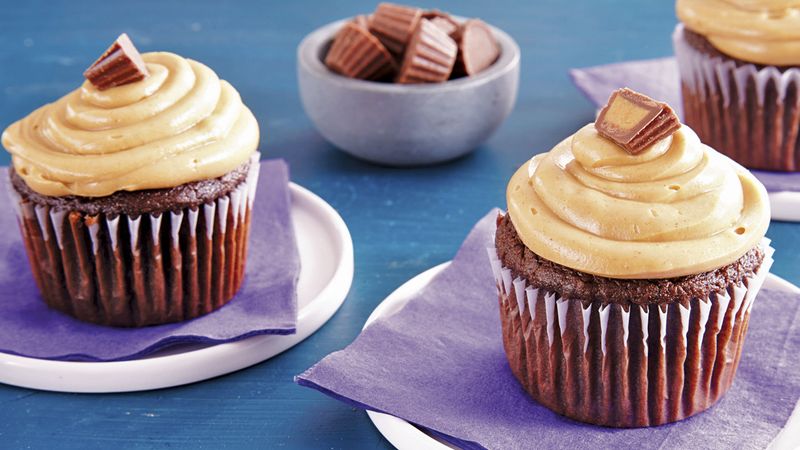 Chocolate Peanut Butter Candy Cupcakes