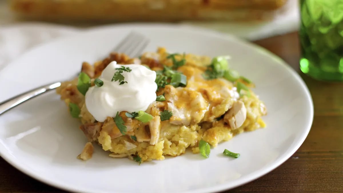 Green Chile Chicken Tamale Bake