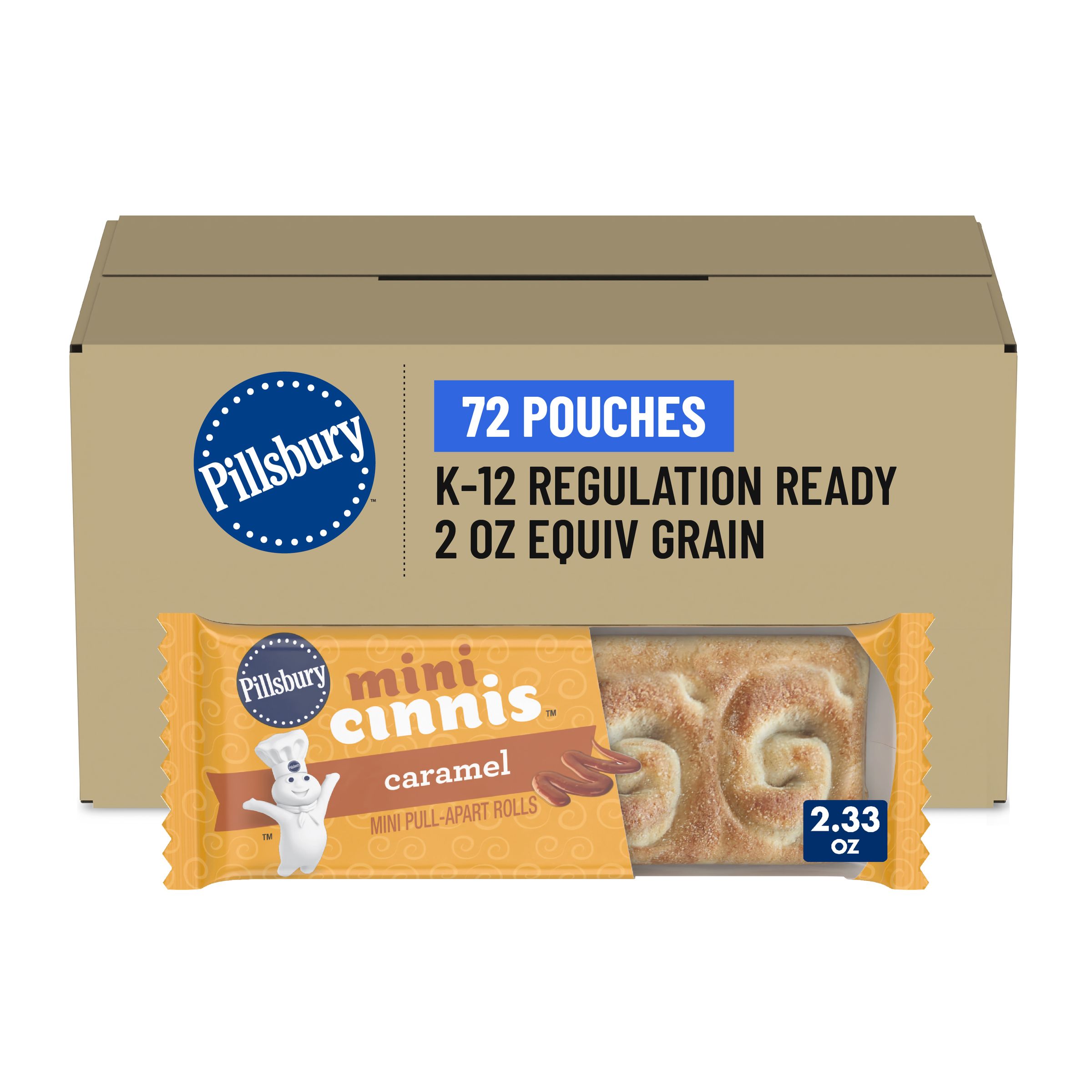  Case Optimized Hero Pillsbury Frozen Meals Mini Cinnis Single Serve Pouch Caramel 72/2.33 OZ
