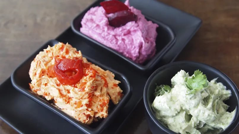 Trio of Butters: Beet, Cilantro and Red Pepper