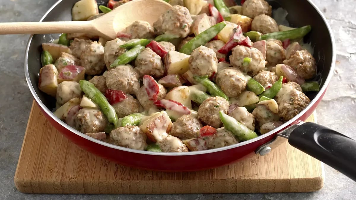 Creamy Meatball and Garden Vegetable Skillet