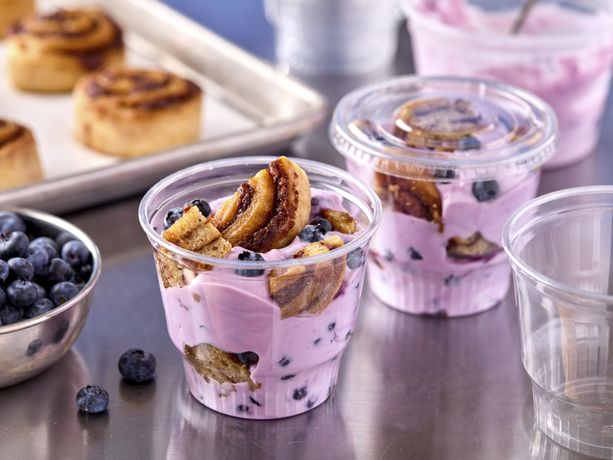 Blueberry Swirl Cinnamon Roll Parfaits