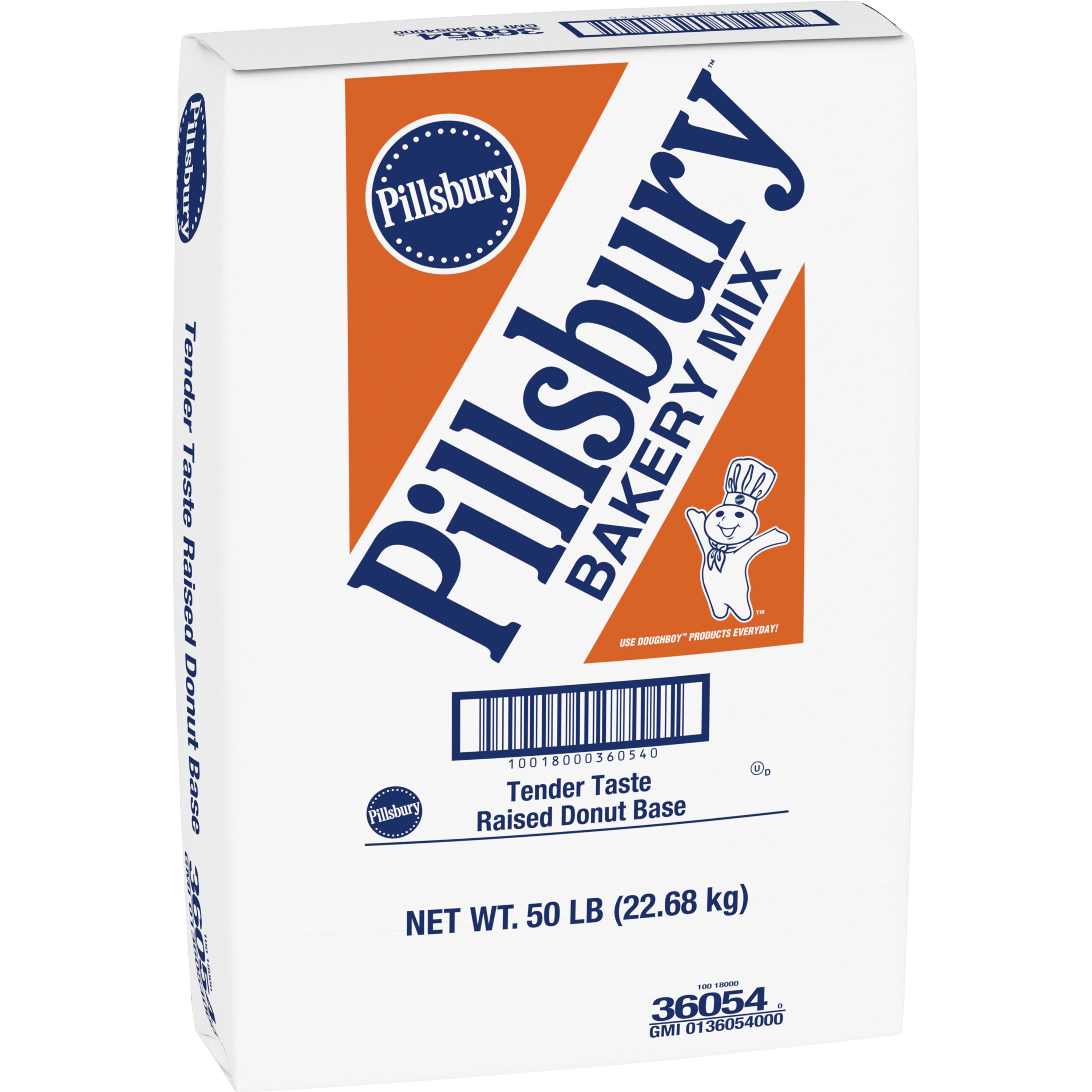 Case - Left Front 3D Pillsbury Raised Donut Mix Bulk Sack Tender Taste Base 1/50 LB