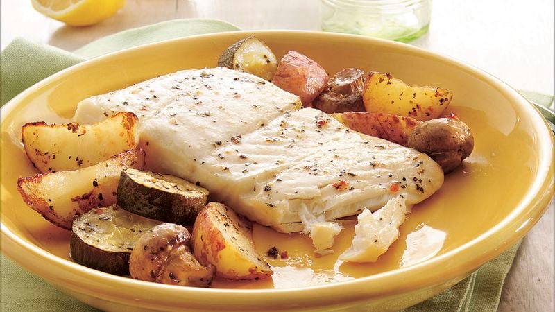 Garlic and Herb Halibut and Vegetables