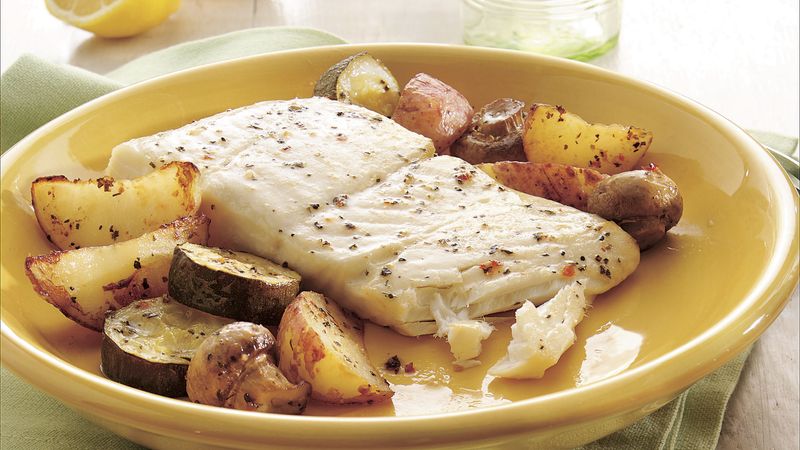 Garlic and Herb Halibut and Vegetables