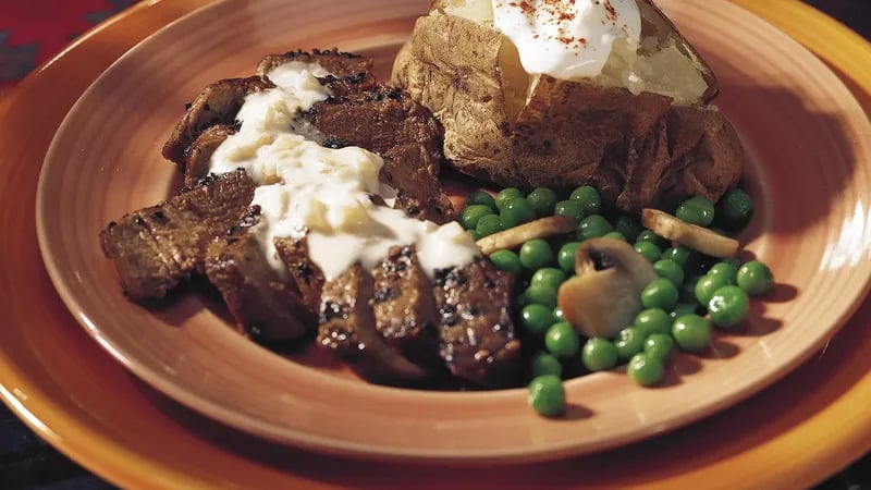 Grilled Peppered Steak with Brandy Cream Sauce