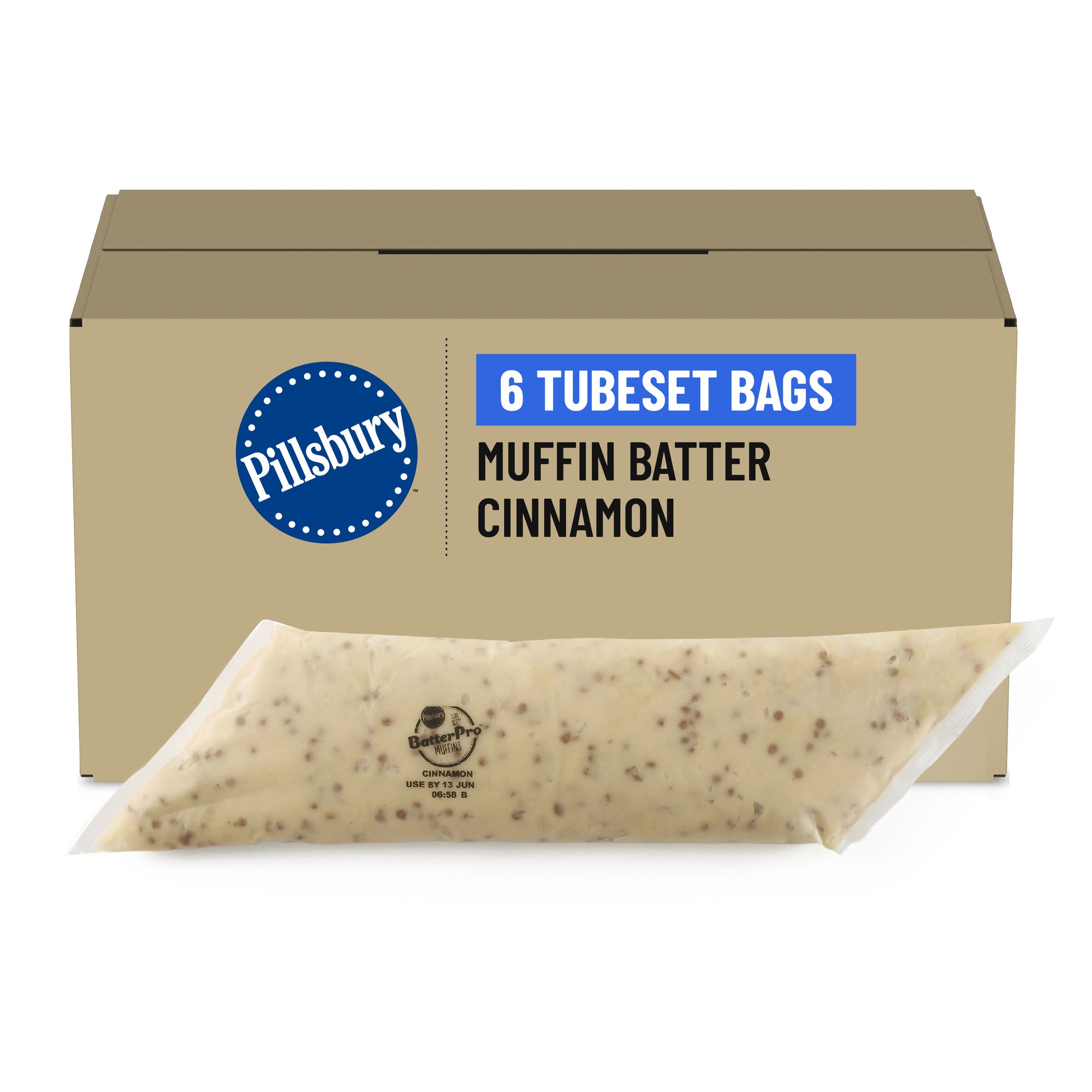  Case Optimized Hero Pillsbury BatterPro Frozen Muffin Batter TubeSet Cinnamon 6/3 LB