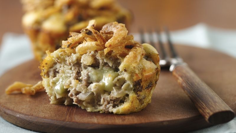 Impossibly Easy Mini Blue Cheeseburger Pies 
