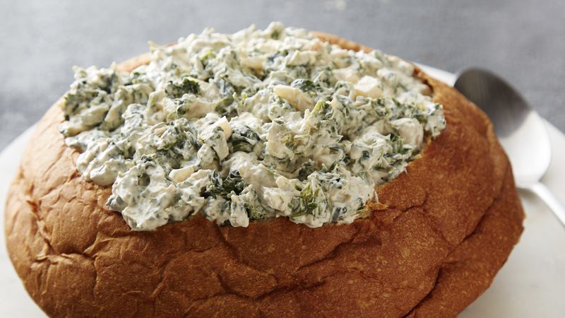 Spinach Dip in Bread Bowl
