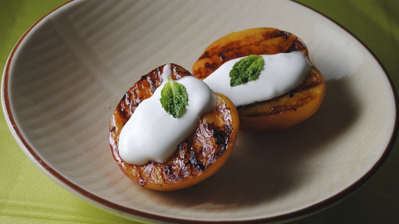 Grilled Peaches with Mint Whipped Cream