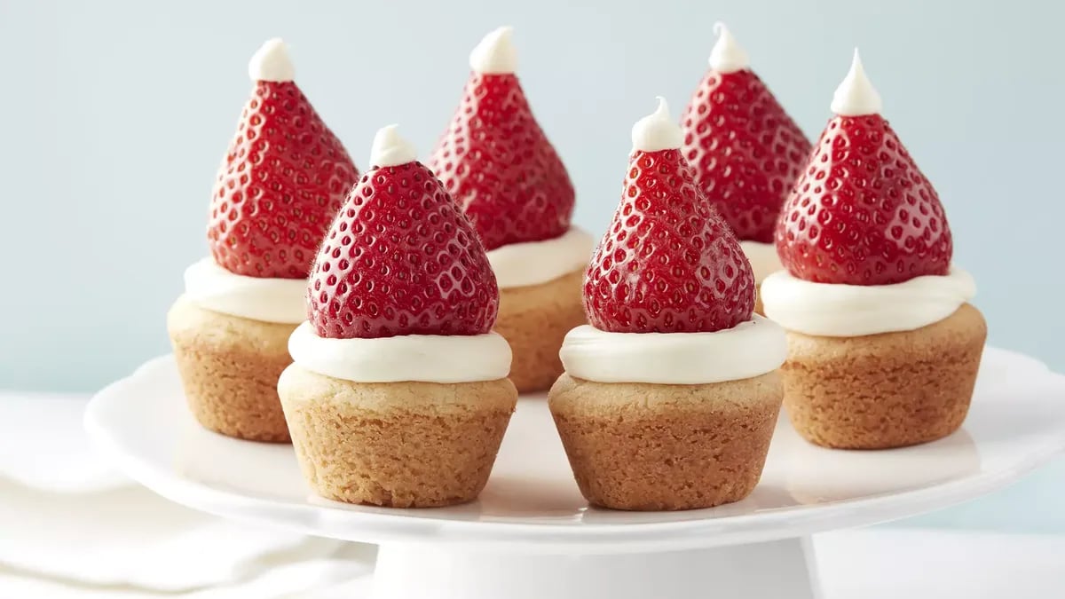 Santa Hat Sugar Cookie Cups