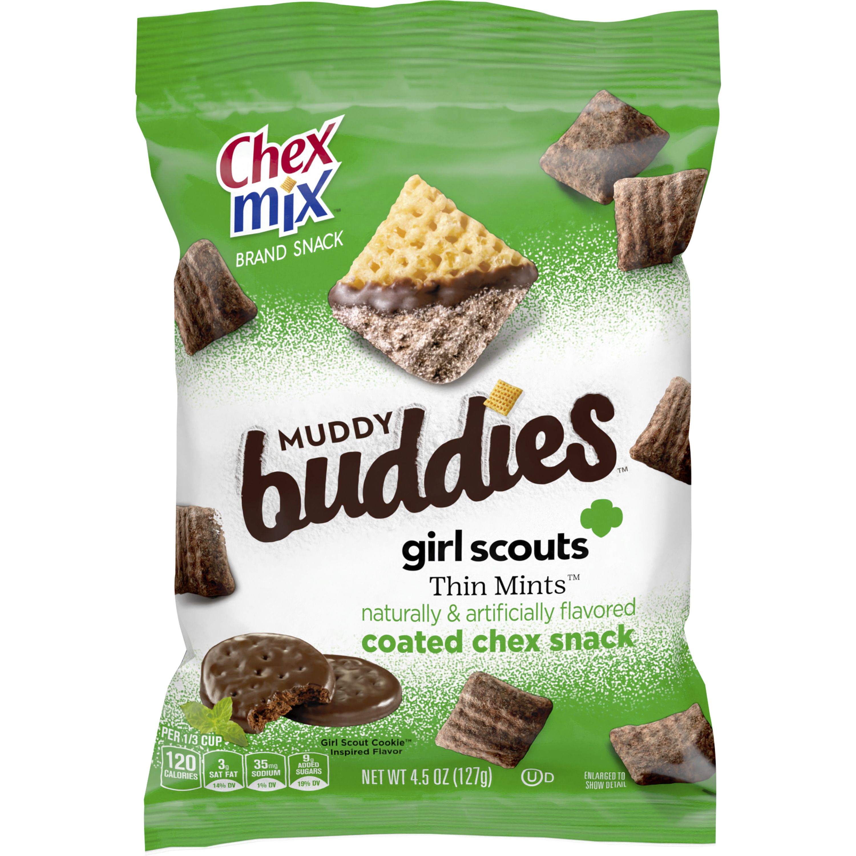 Front - 3D Chex Mix Muddy Buddies Snack Mix Girl Scouts Thin Mint (7 ct) 4.5 oz