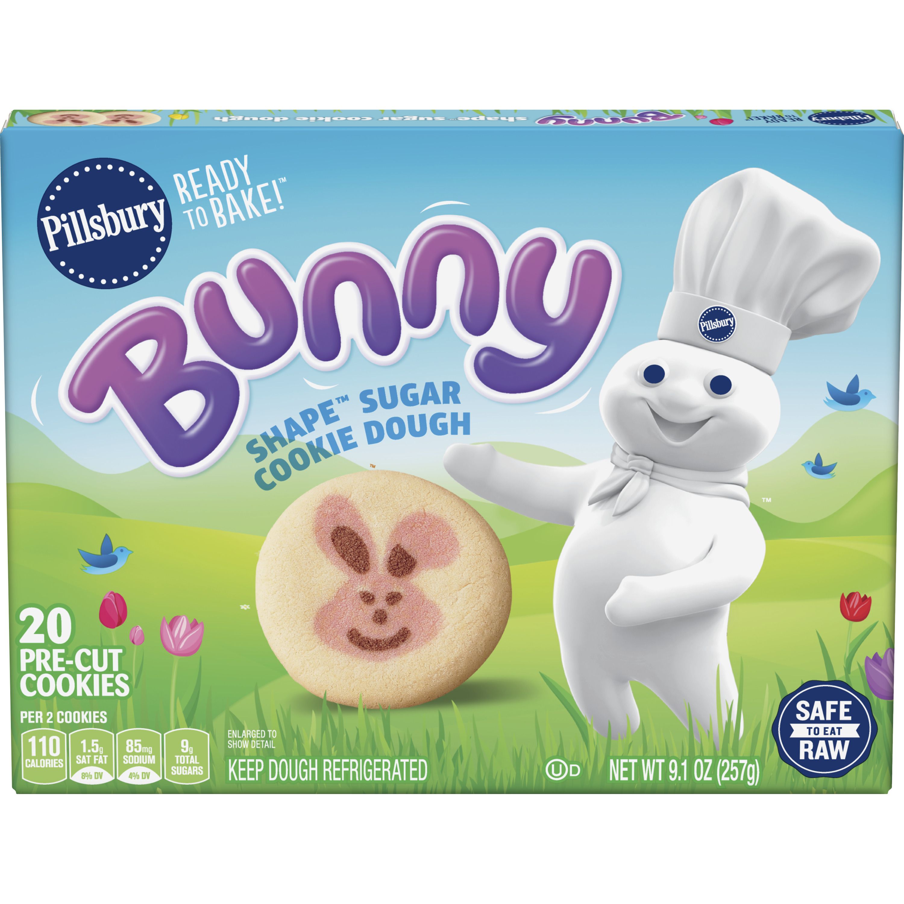 Pillsbury™ Ready to Bake! Bunny Shape Sugar Cookie Dough 20 Count - Front