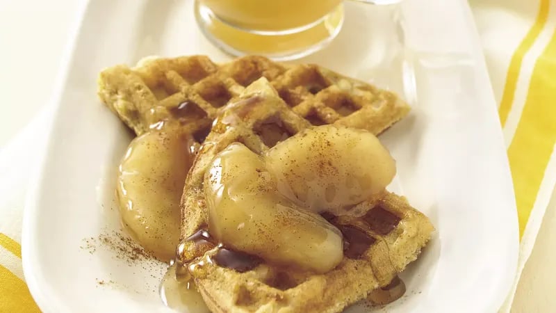 Cinnamon-Cornbread Waffles with Apple-Cinnamon Syrup