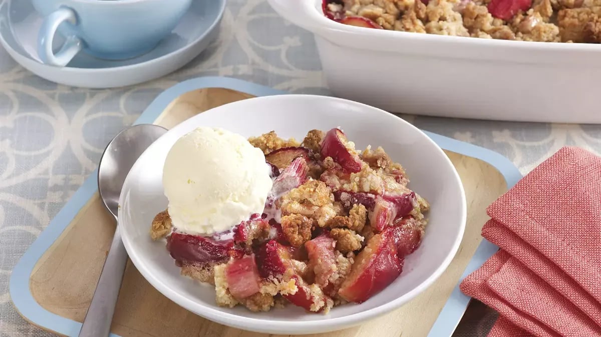 Rhubarb Ginger Plum Cobbler