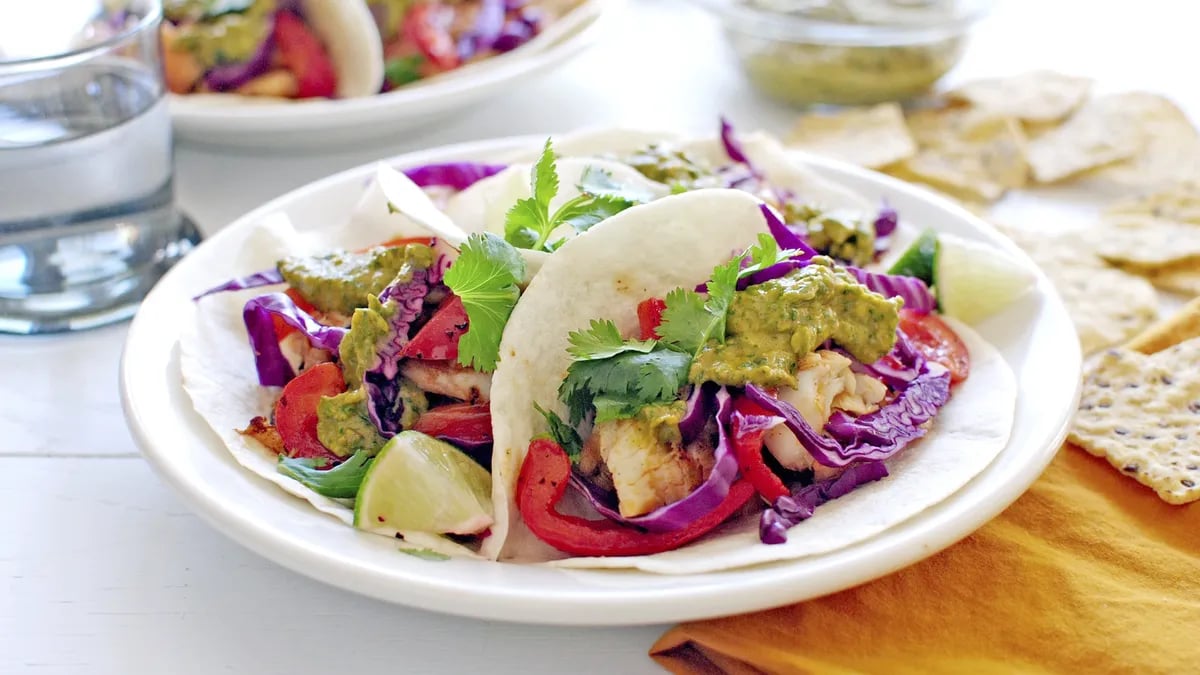 Fish Tacos with Chimichurri Sauce