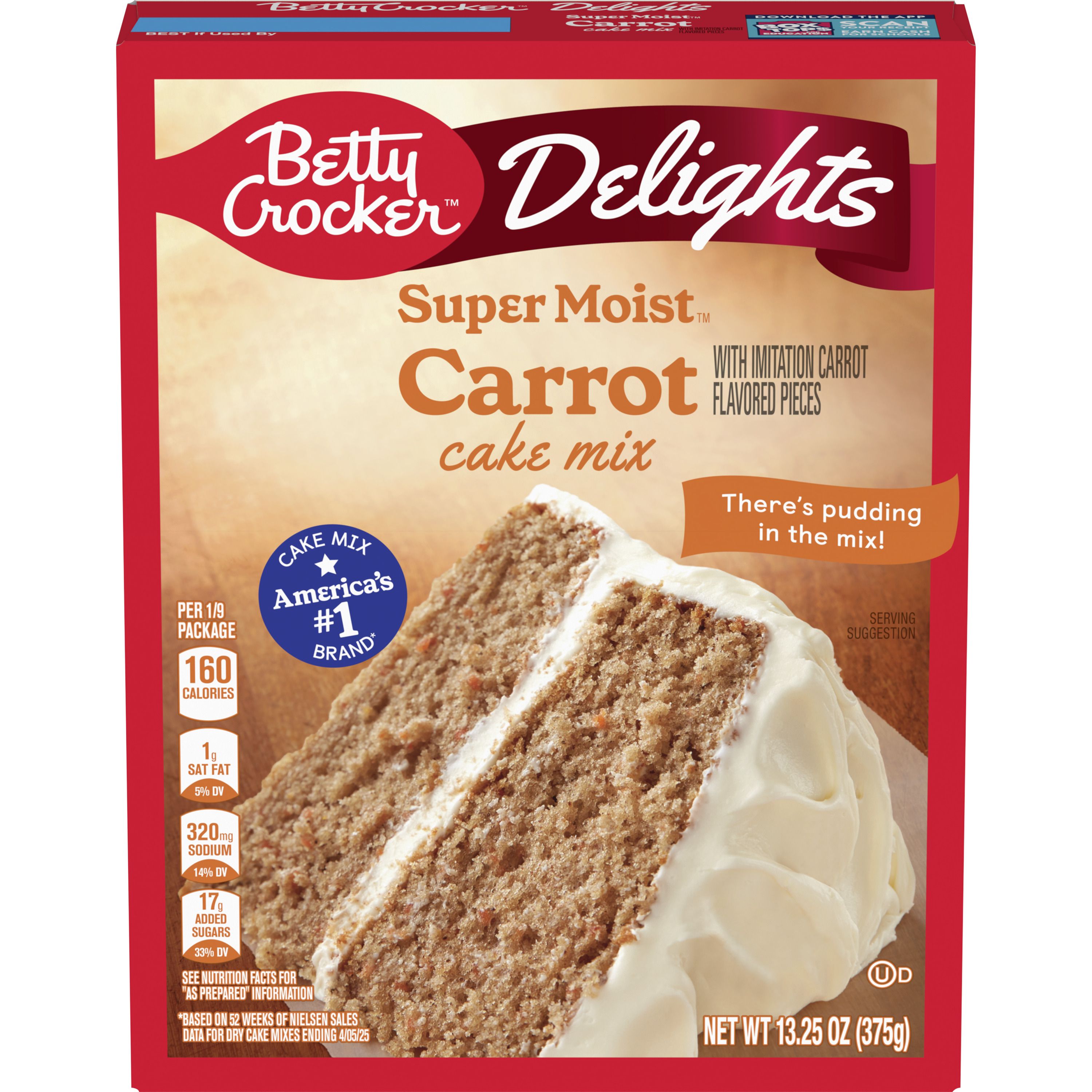 Betty Crocker Delights Super Moist Carrot Cake Mix, 13.25 oz - Front