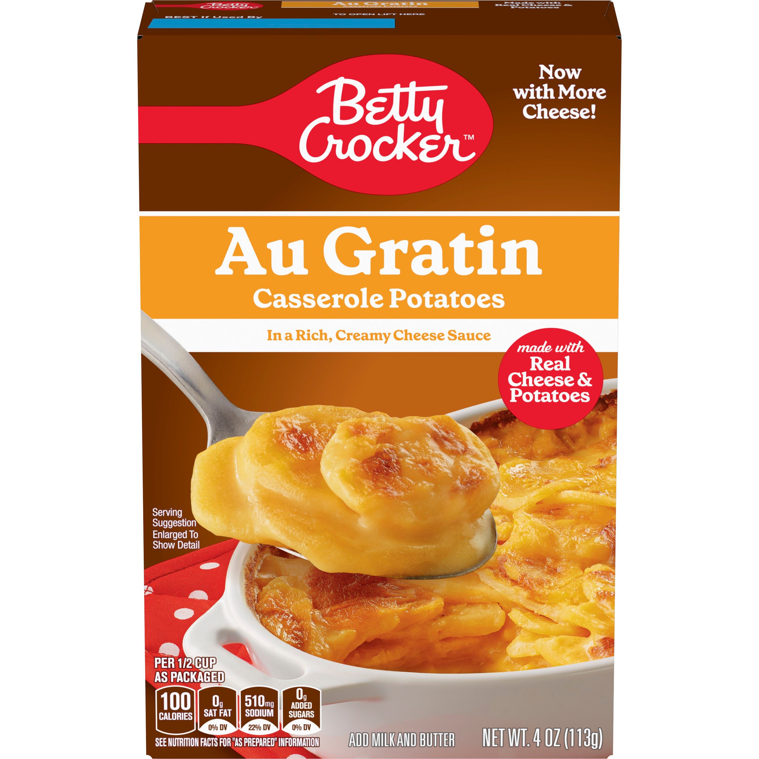 Betty Crocker Au Gratin Casserole Potatoes, Made with Real Cheese, 4 oz Box - Front