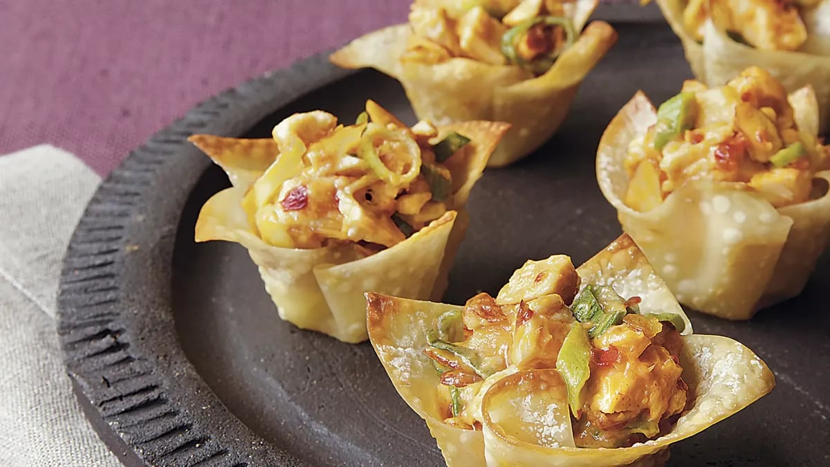 Asian Chicken Wonton Cups