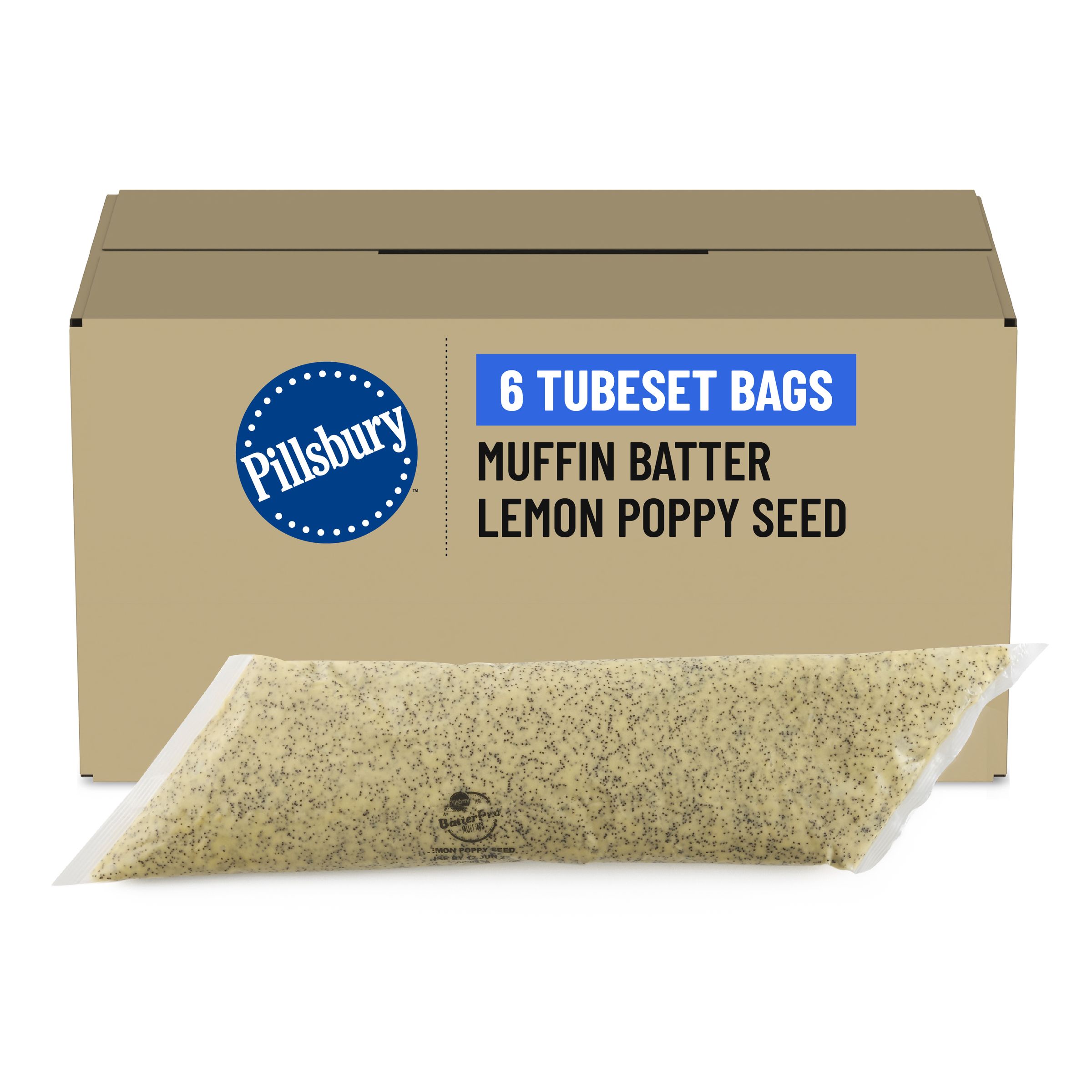  Case Optimized Hero Pillsbury BatterPro Frozen Muffin Batter TubeSet Lemon Poppy Seed 6/3 LB