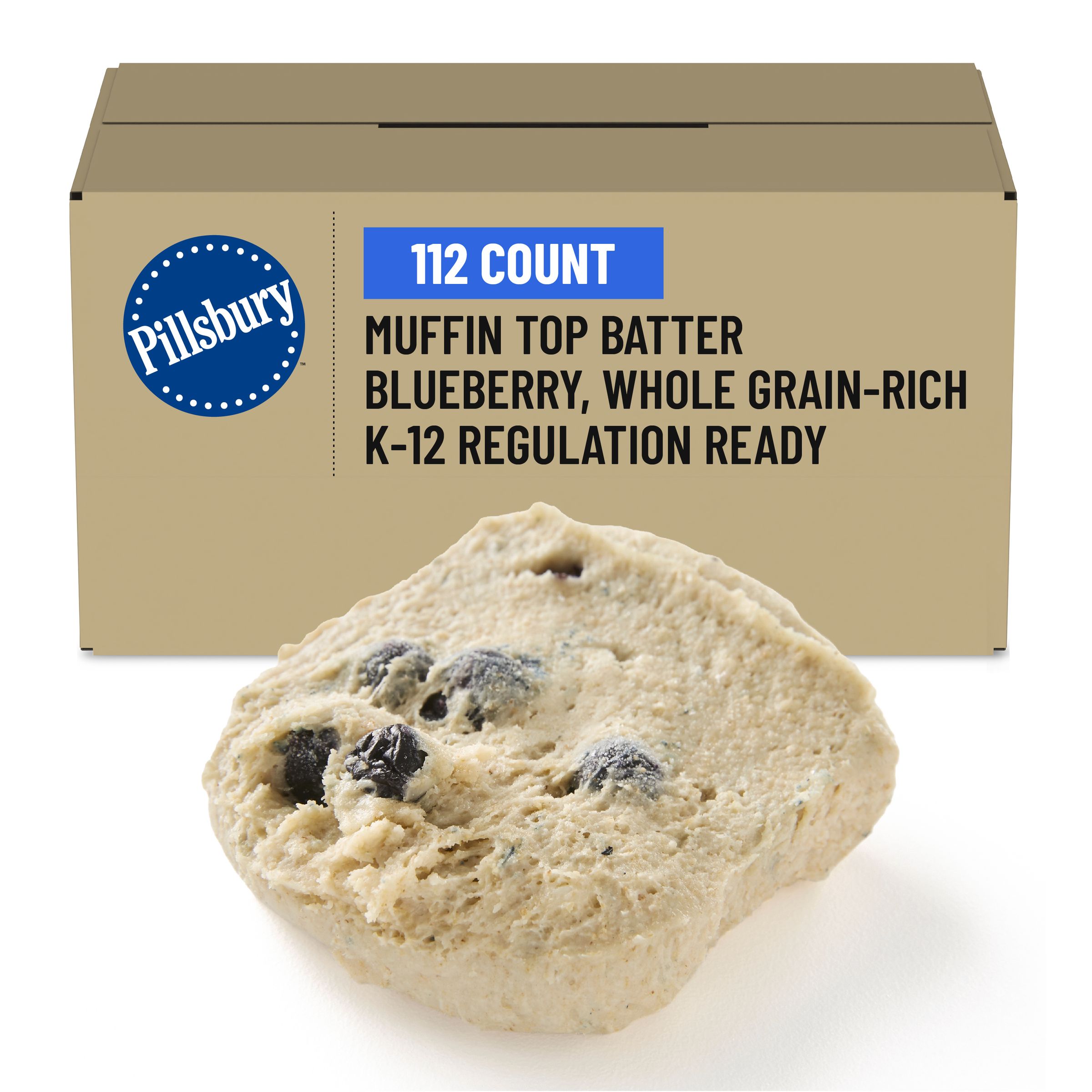  Case Optimized Hero Pillsbury Frozen Muffin Top Dough Puck Bulk Place & Bake Whole Grain-Rich Blueberry 112/2.1 OZ