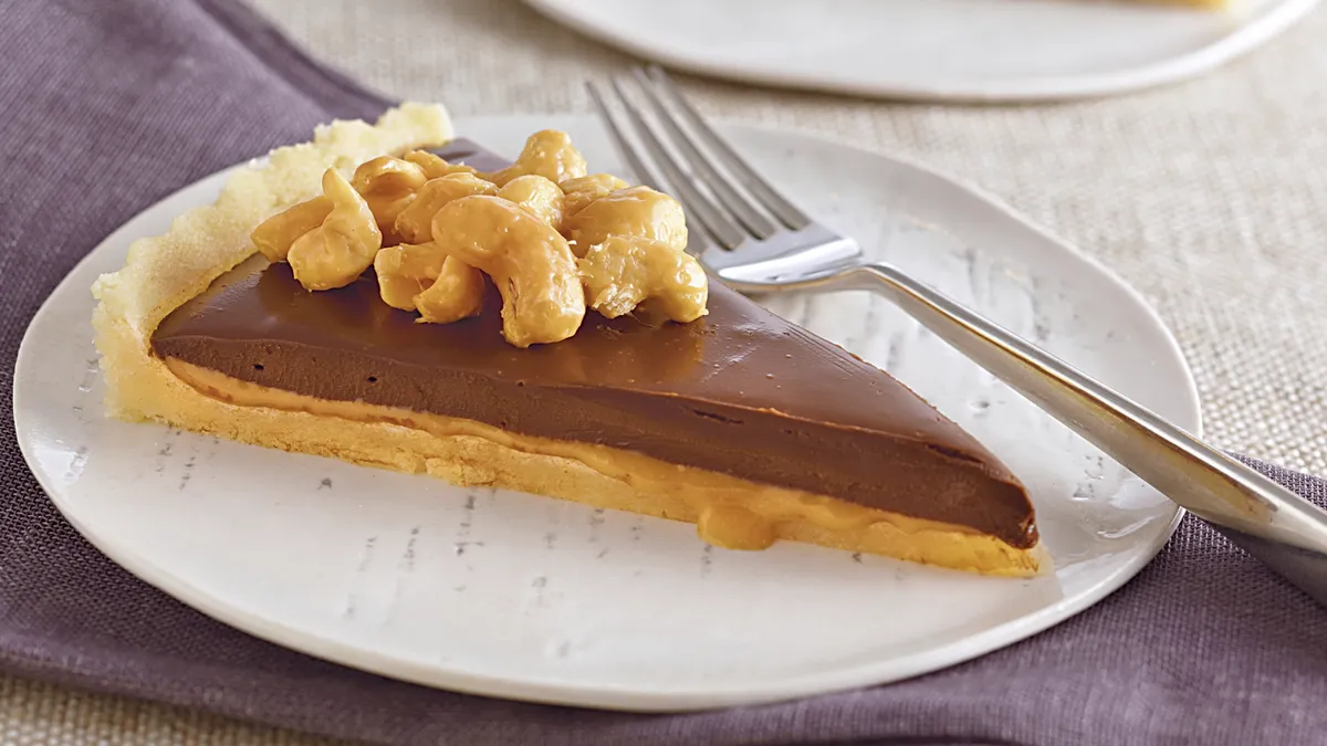 Chocolate Cashew Caramel Tart