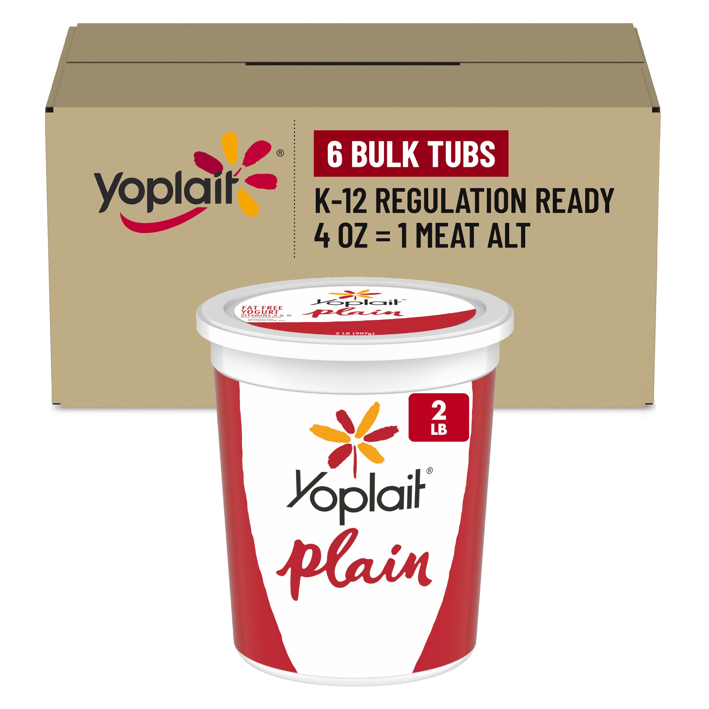  Case Optimized Hero Yoplait Gluten Free Original Yogurt Bulk Tub Fat Free Plain 6/32 OZ