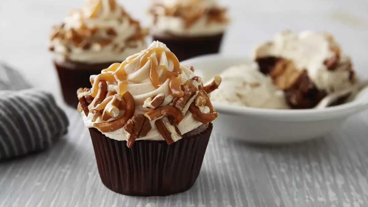 Sky-High Salted Caramel Chocolate Cupcakes 