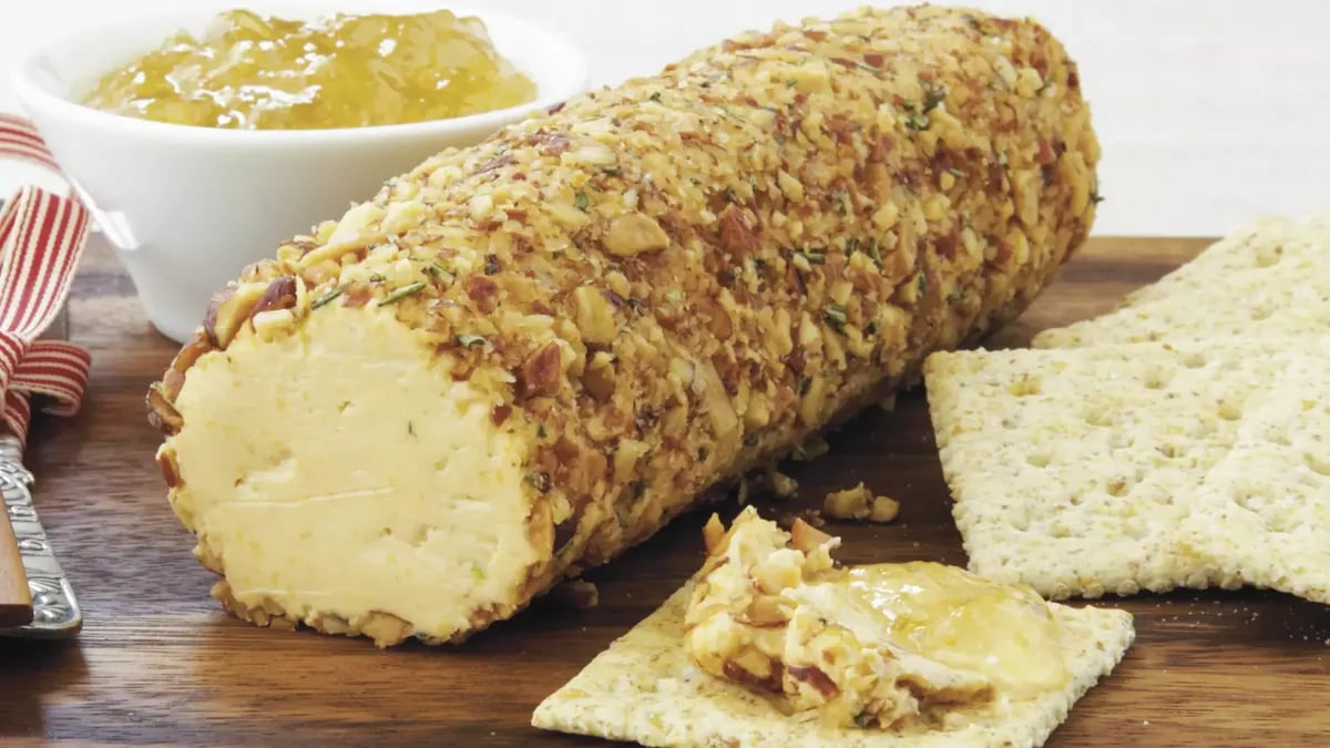 Smoked Almond Triple-Cheese Logs