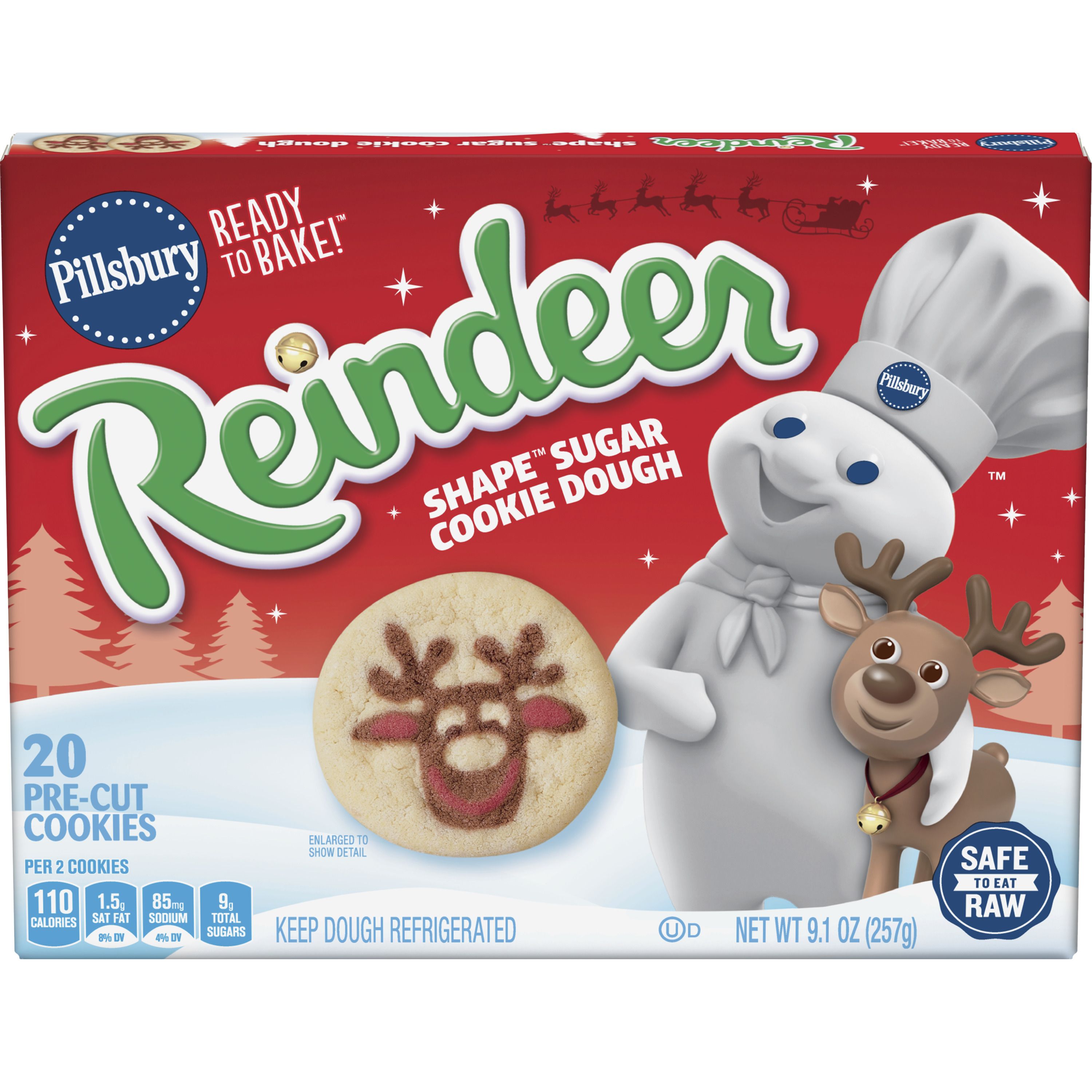 Pillsbury™ Shape™ Reindeer Sugar Cookie Dough - Front