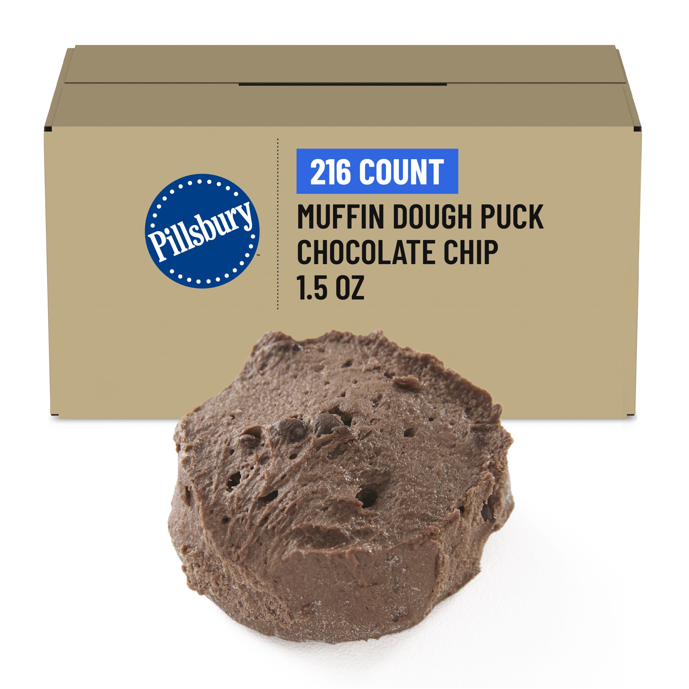  Case Optimized Hero Pillsbury Frozen Muffin Dough Puck Bulk Place & Bake Chocolate Chip 216/1.5 OZ