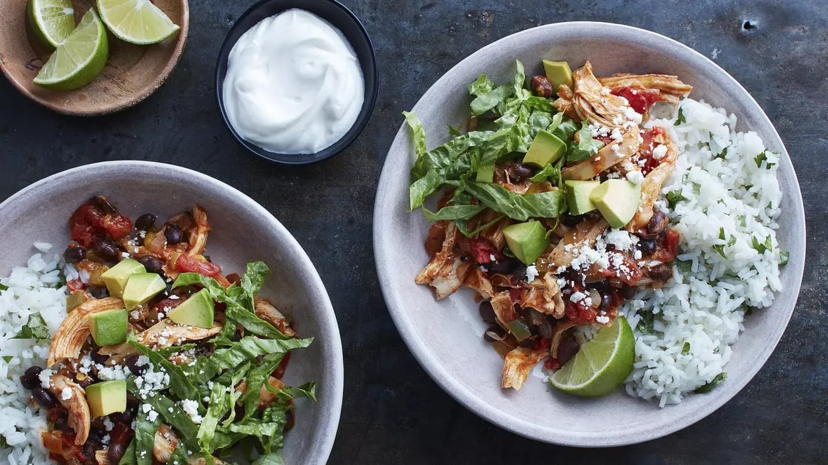 Chicken and Beans Burrito Bowls