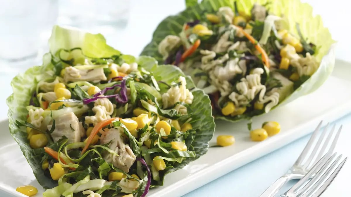 Crunchy Corn with Kale and Chicken Slaw