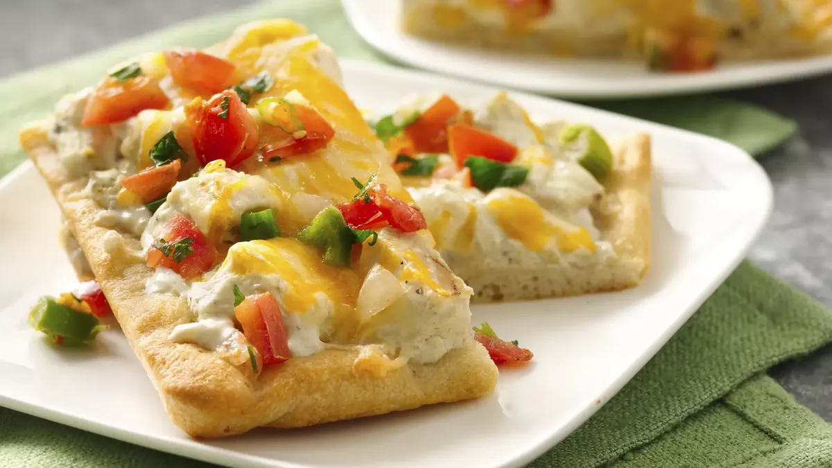 Creamy Green Chile Chicken Pizza