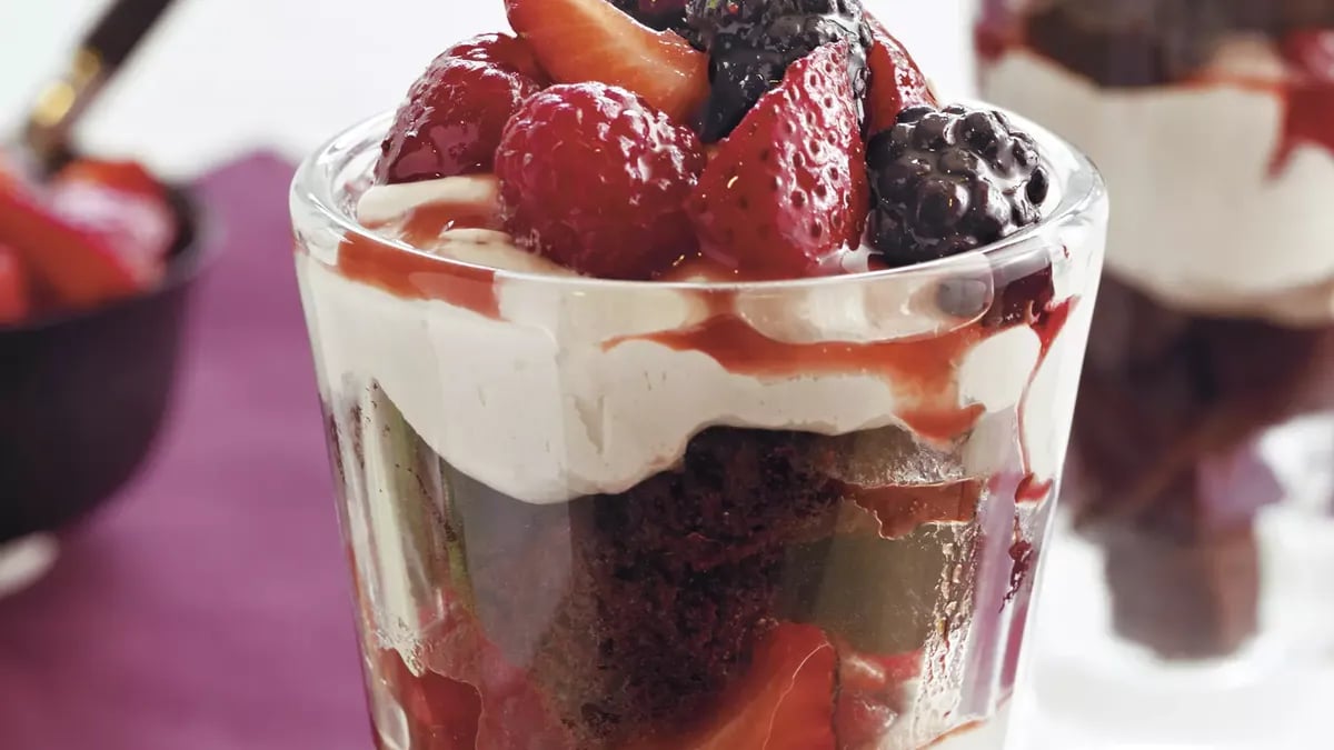 Chocolate Cake and Berry Parfaits