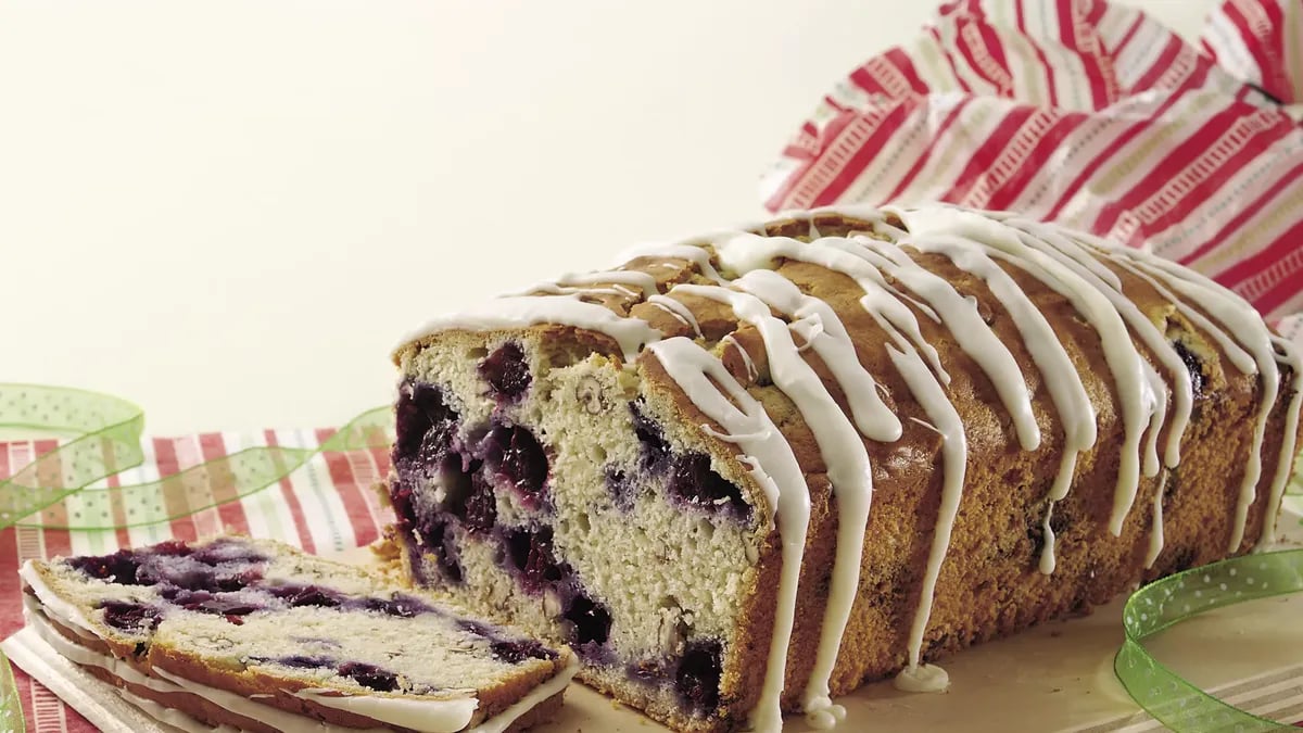 White Chocolate-Iced Blueberry Loaf