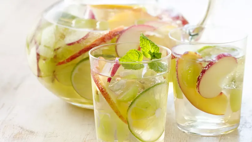 White Sangria with Lavender Mint Simple Syrup