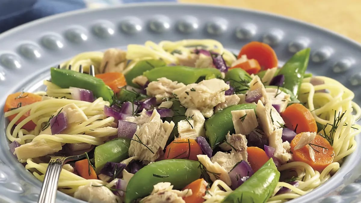 Tuna with Angel Hair Pasta and Dill