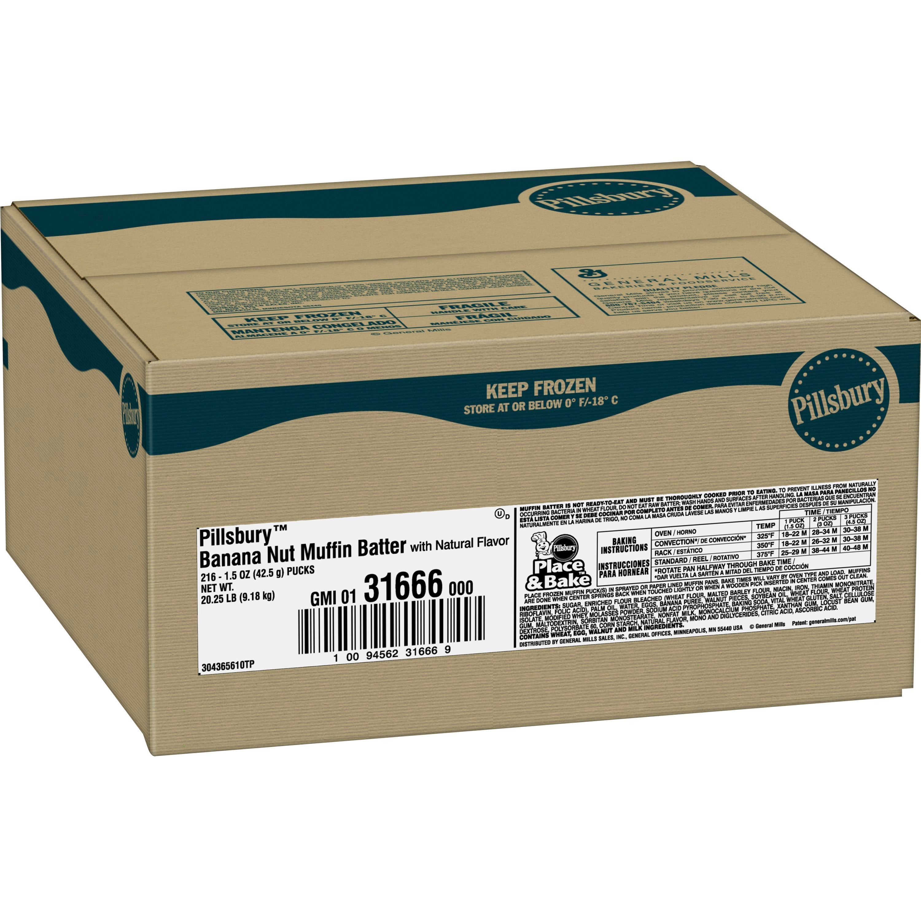 Case - Left Front 3D Pillsbury(TM) Place & Bake(TM) Frozen Muffin Dough Pucks Banana Nut 1.5 oz