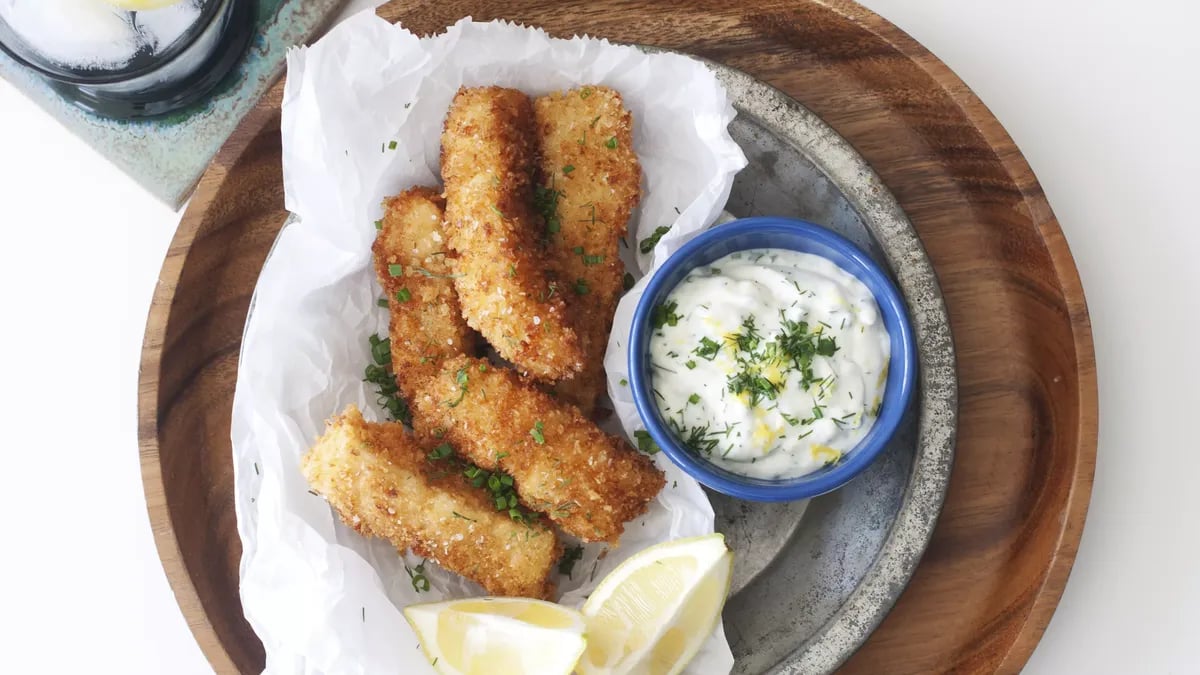 Crunchy Panko Fish Sticks with Quick Lemon-Herb Aioli