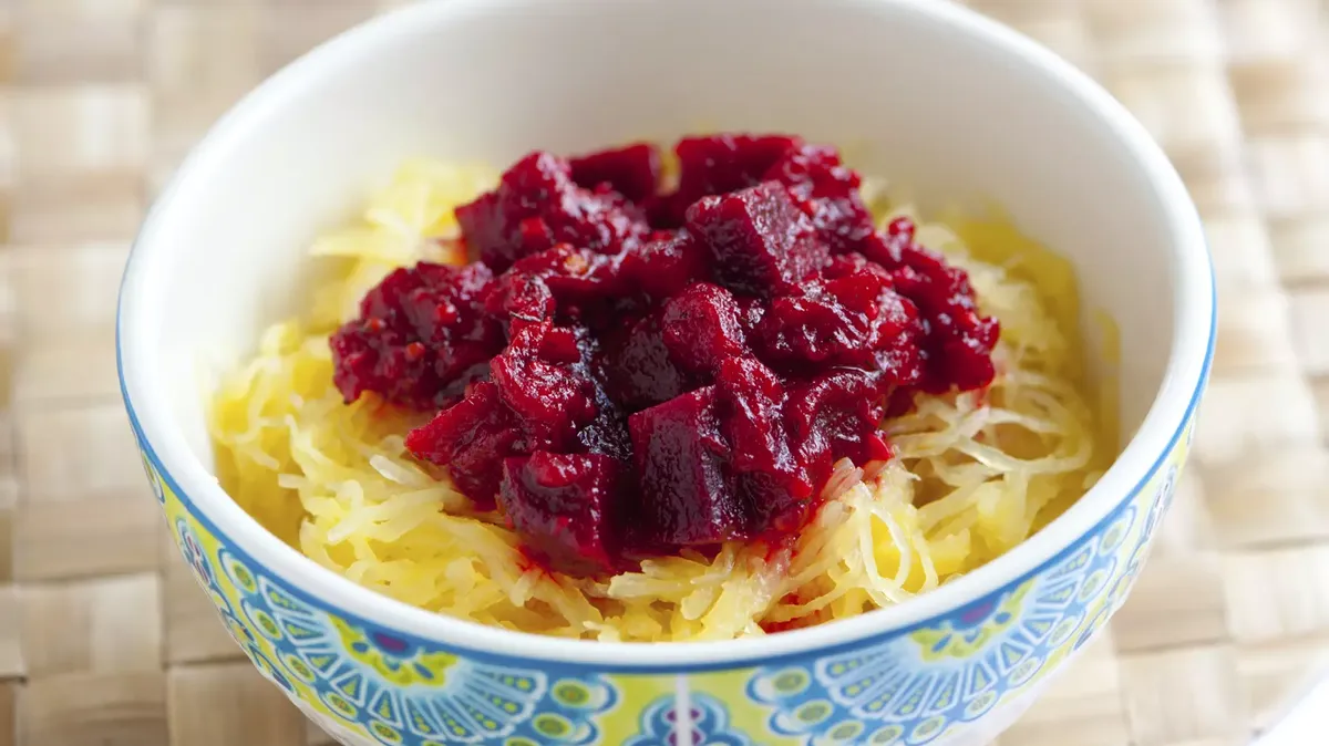 Spaghetti Squash "Pasta" with Tomato-Beet Sauce