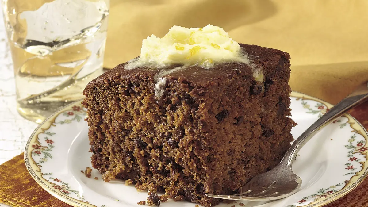 Chocolate Chip Gingerbread with Orange Hard Sauce