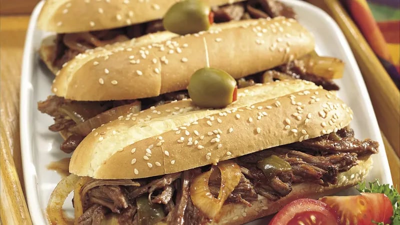 Slow-Cooker Smoky Brisket Hoagies