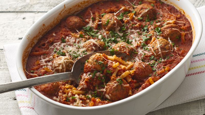 Make-Ahead Spaghetti and Meatball Casserole