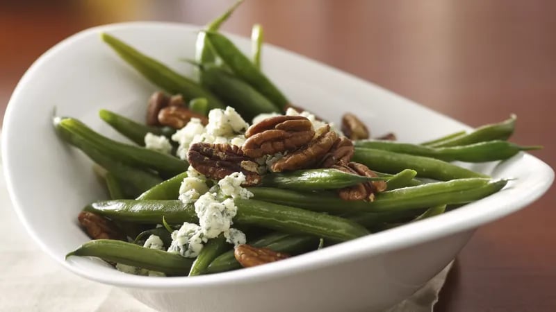 Blue Cheese Pecan Green Beans