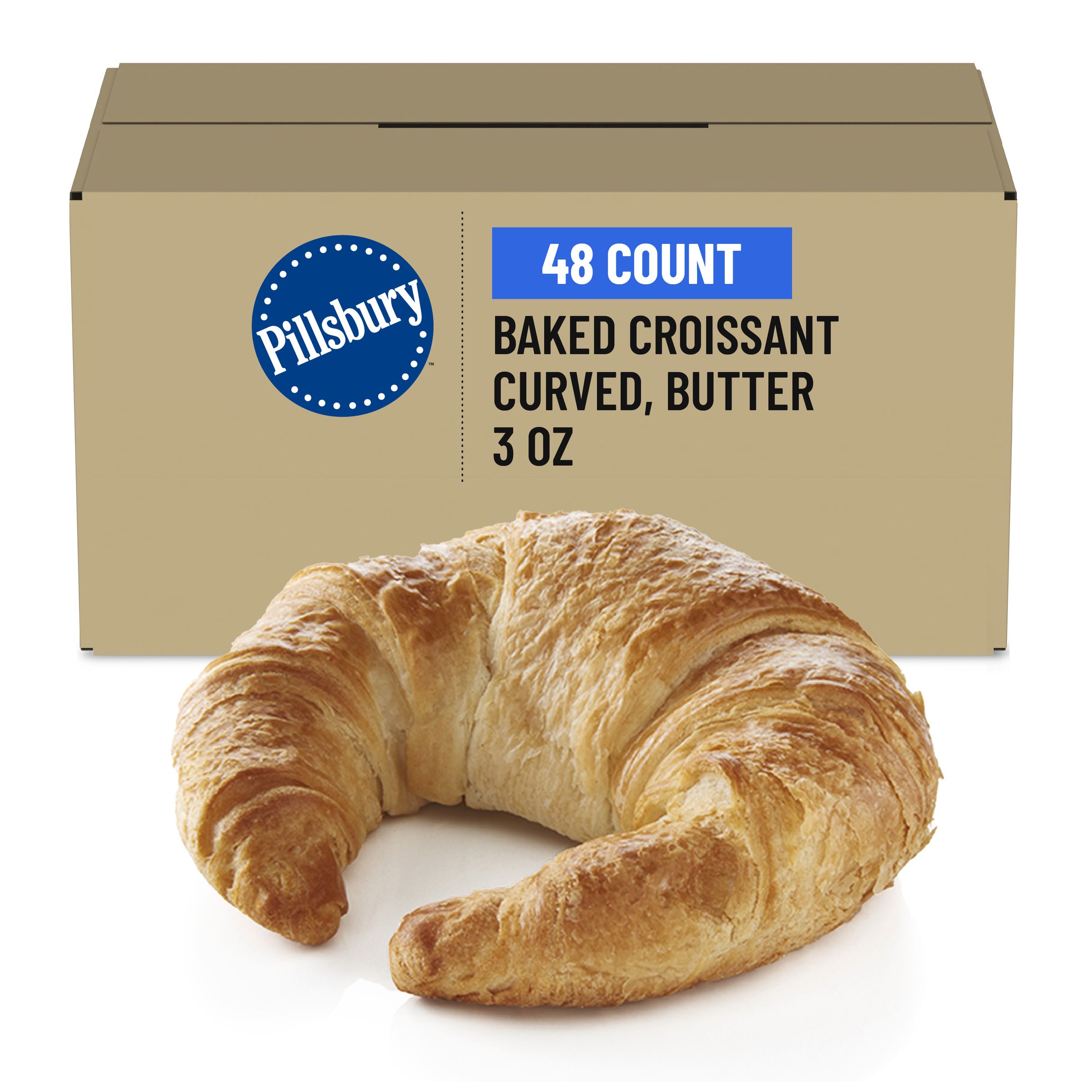  Case Optimized Hero Pillsbury Frozen Baked Croissant Bulk Curved Butter 48/3 OZ
