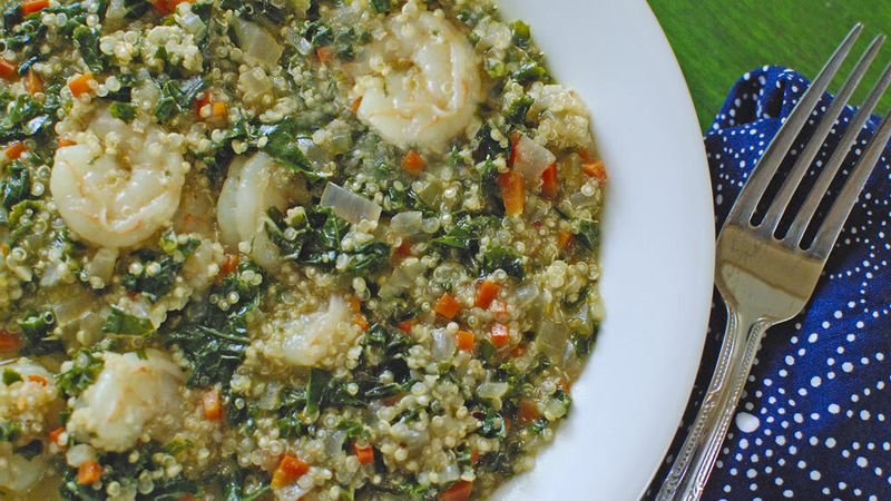 Quinoa and Shrimp Risotto with Kale