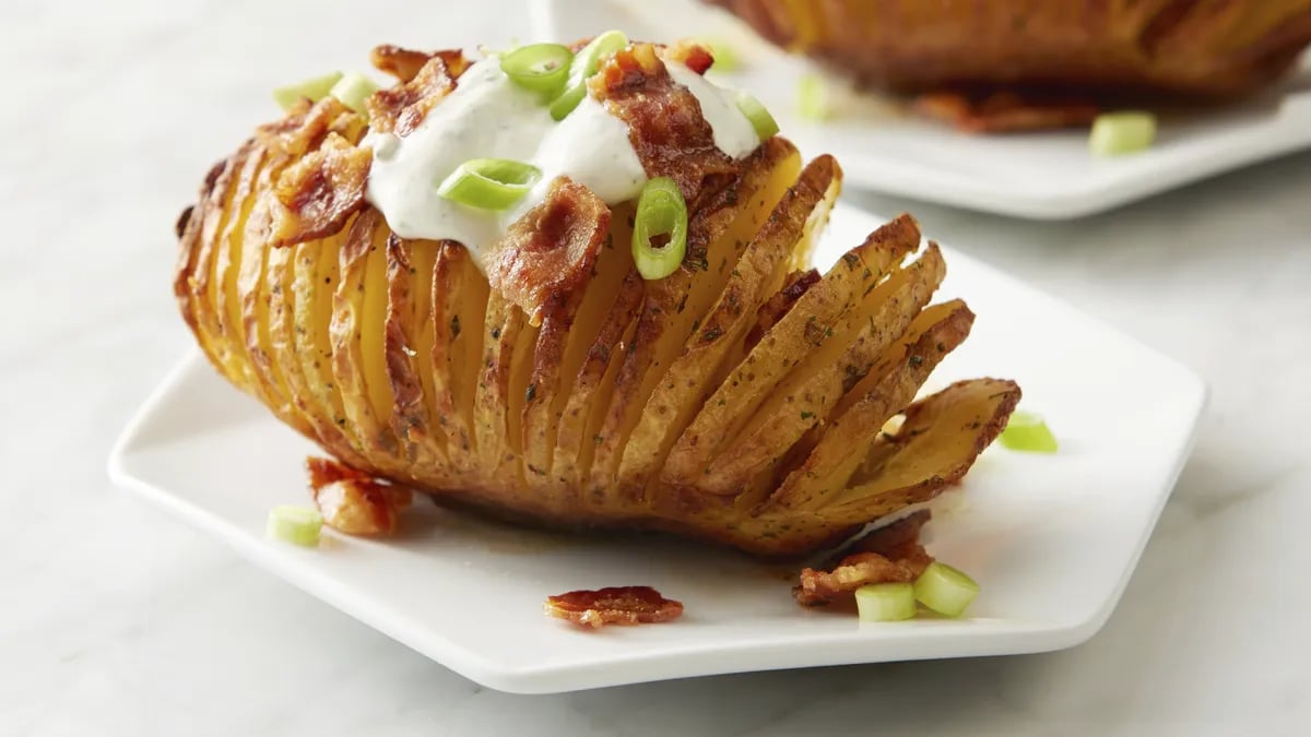 Air Fryer Bacon-Ranch Hasselback Potatoes