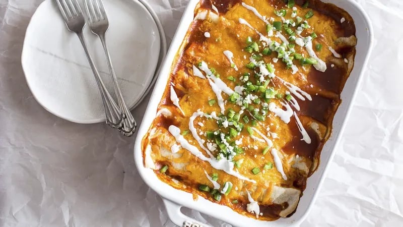 Mushroom-Kale-Quinoa Enchiladas